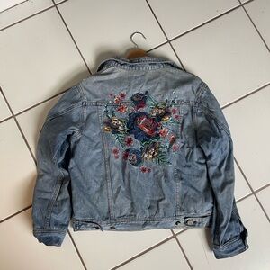 Altuzarra Blue Denim Jacket with Floral Embroidery